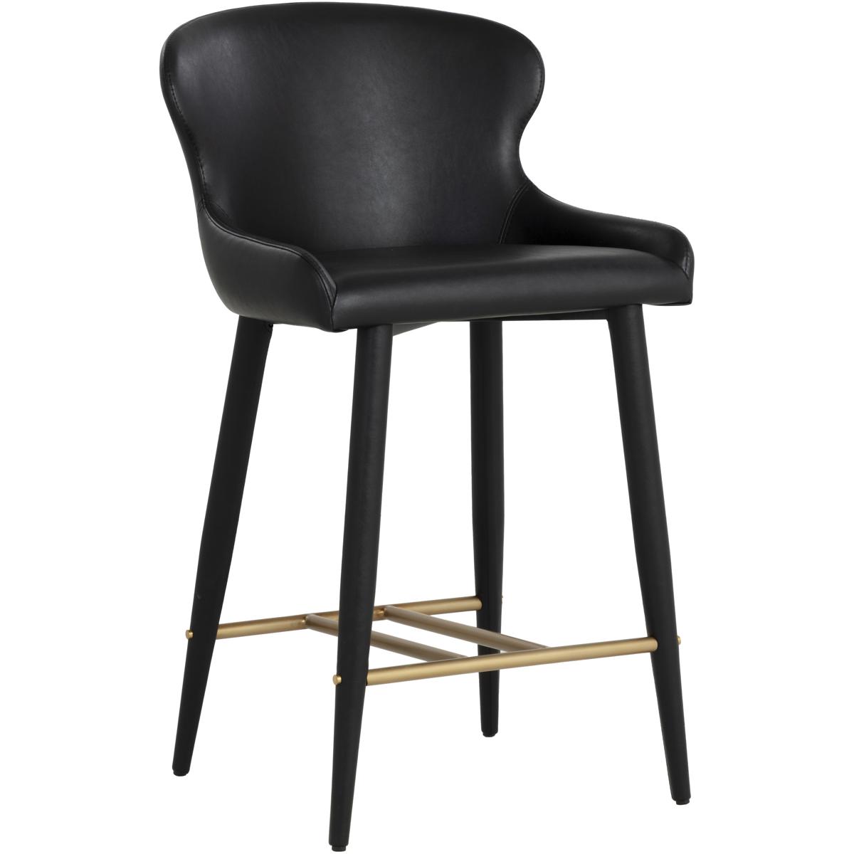 Alvira Modern Classic Black Faux Leather Iron Counter Stool